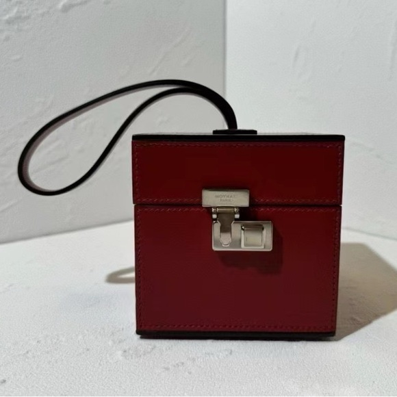 AUTHENTIC Moynat Calfskin Mini Vanity Case Clutch Red - Picture 2 of 16